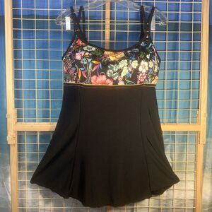 Longitude Sz 14 Women’s Long Torso Empire Princess Seam Swim Dress True Romance